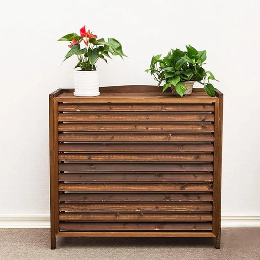 Couvre-climatiseur et Habillage de Radiateur en Bois Extérieur | Séparateur de Poubelles et Support de Fleurs en Bois Massif | 100 x 43 x 94 cm - Élégance pour le Jardin