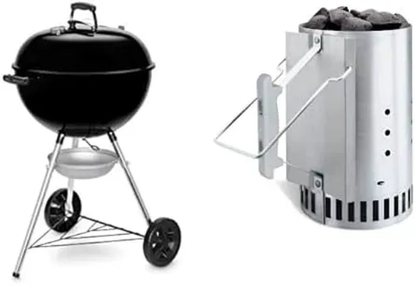 Barbecue à Charbon Weber Kettle de 57 cm avec Couvercle et Thermomètre - Noir
