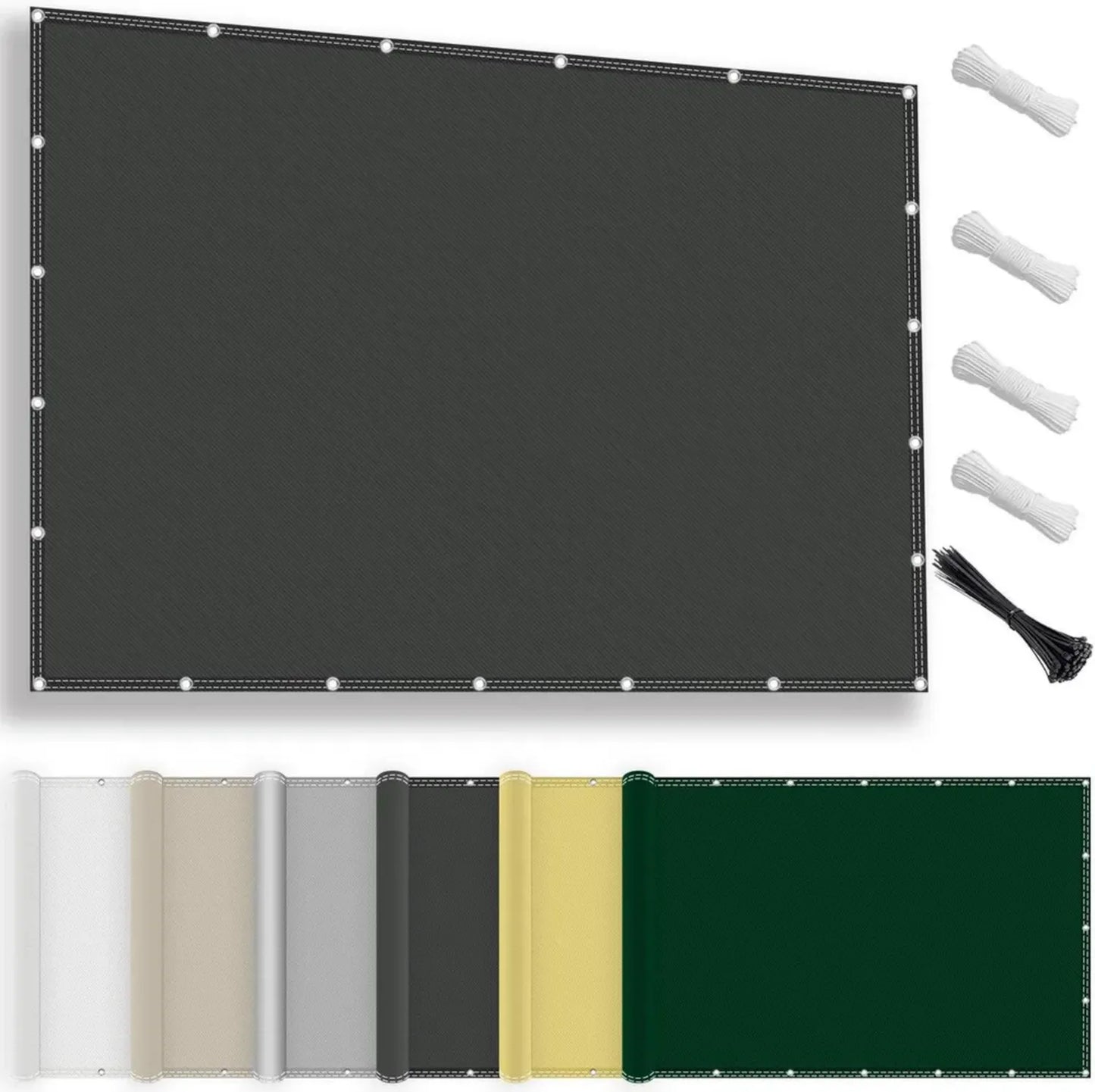 Bâche d'ombrage imperméable 3x4M, Protection UV 95%, avec œillets et cordons pour jardin, terrasse, pergola, couleur anthracite
