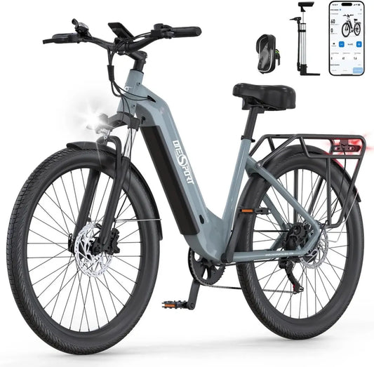 Vélo Électrique ONESPORT OT05 Adulte, 250W, 7 Vitesses, Batterie Amovible 36V 18.2Ah, E-Bike Urbain Homme et Femme avec Assistance au Pédalage et Capteur de Couple 40Nm