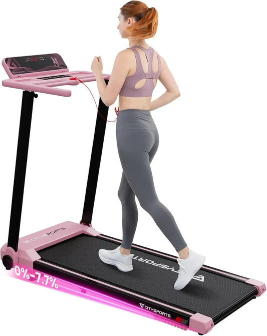 Tapis de Course Pliable CITYSPORTS 12 km/h avec Écran LED et Support Tablette, Idéal pour Maison et Bureau