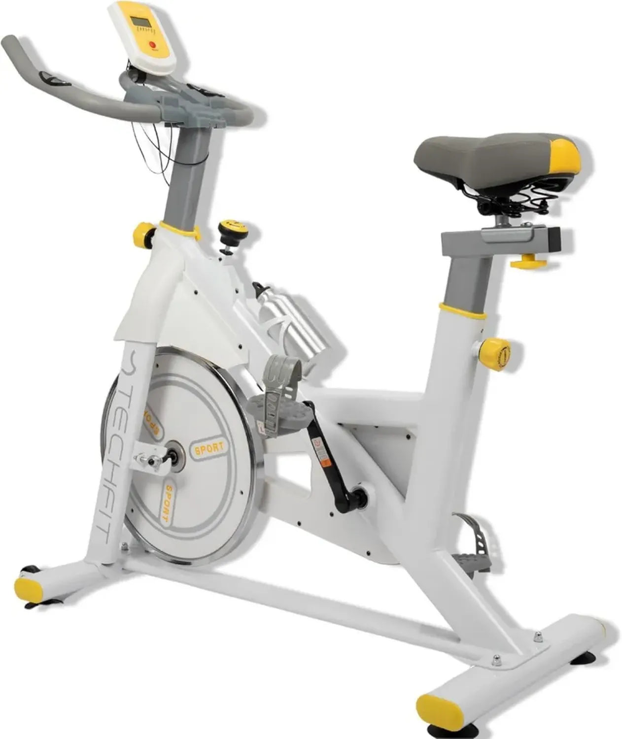 TechFit Vélo d'Appartement - 99 Niveaux de Résistance, Cardio Haute Performance, Capteurs de Pouls, Écran LCD, Volant 8 kg, Réglable, Support Smartphone, Capacité 120 kg
