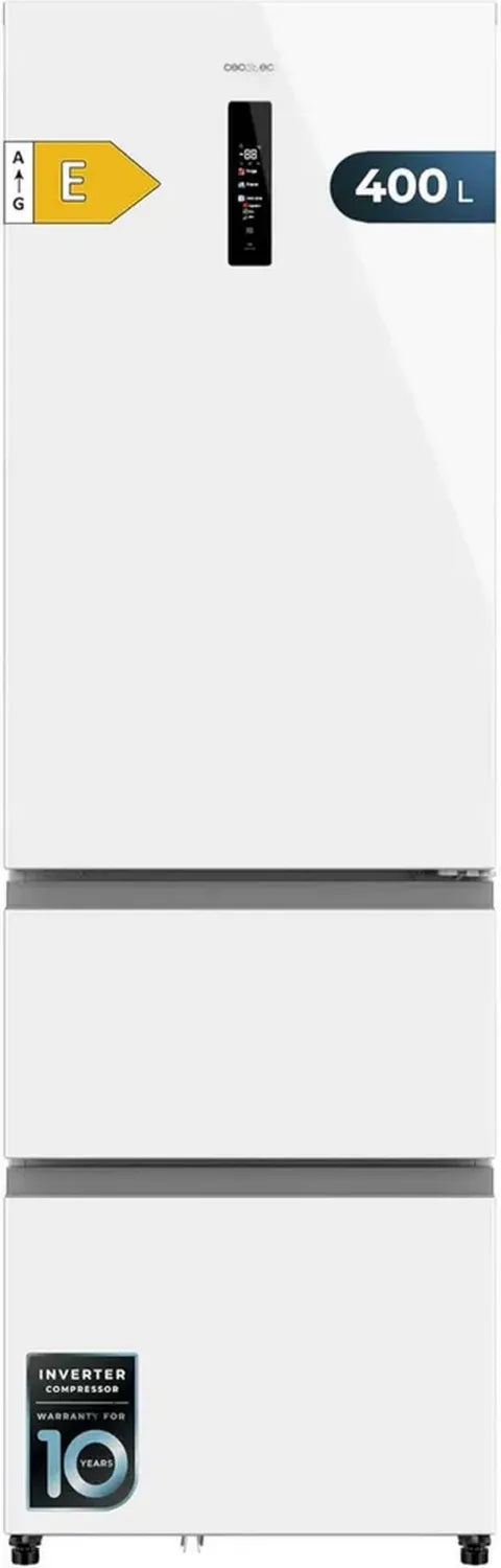 Réfrigérateur Congélateur Porte Française Cecotec 400L - Bolero CoolMarket, Écran LED, NoFrost, Zone Fraîche, Multi AirFlow