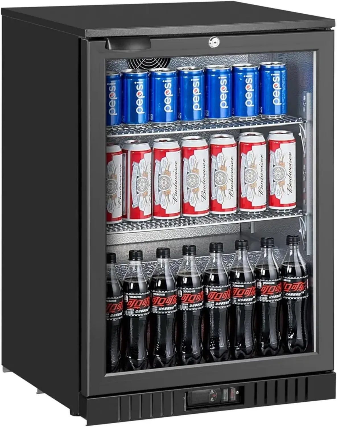 Réfrigérateur à Boissons 127L avec Ventilation Statique et Serrure, Noir