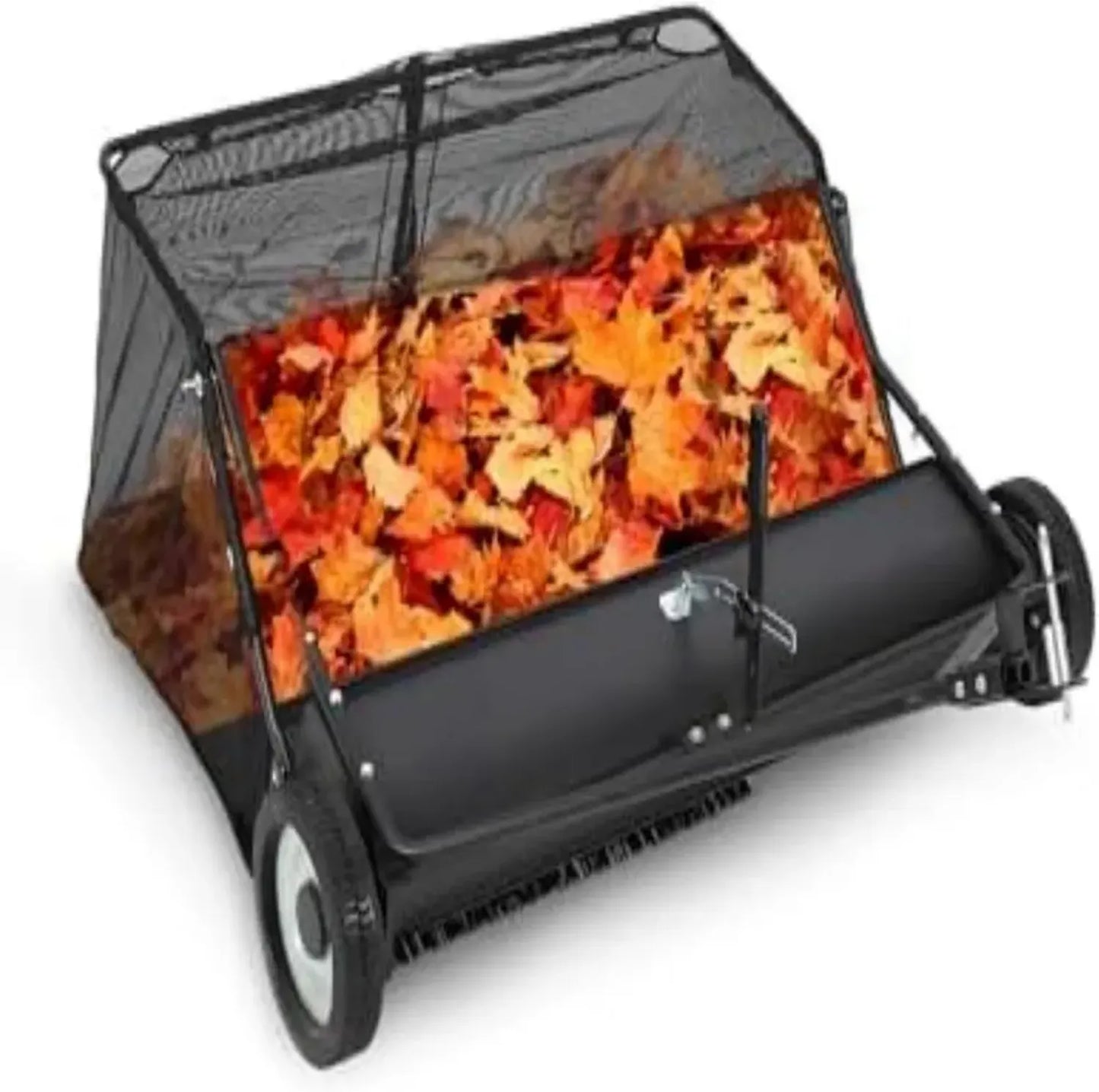 Balayeuse à gazon tractée, largeur 107 cm, capacité 630 L, grand bac avec corde de vidange, ramassage efficace réglable