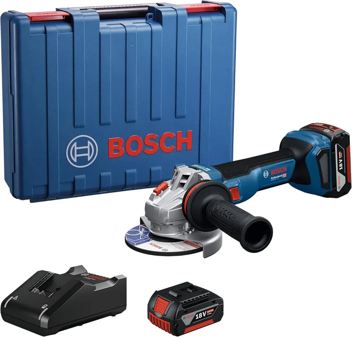 Meuleuse angulaire sans fil Bosch 18V GWS 18V-8 + 2 batteries 4,0 Ah et chargeur