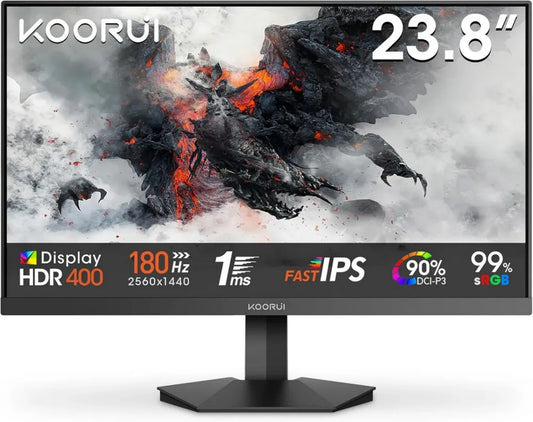 Moniteur Gaming 24'' KOORUI G2421V, 180Hz, Fast IPS, QHD, 1ms, HDR400, Adaptive Sync, VESA Compatible, HDMI/DP