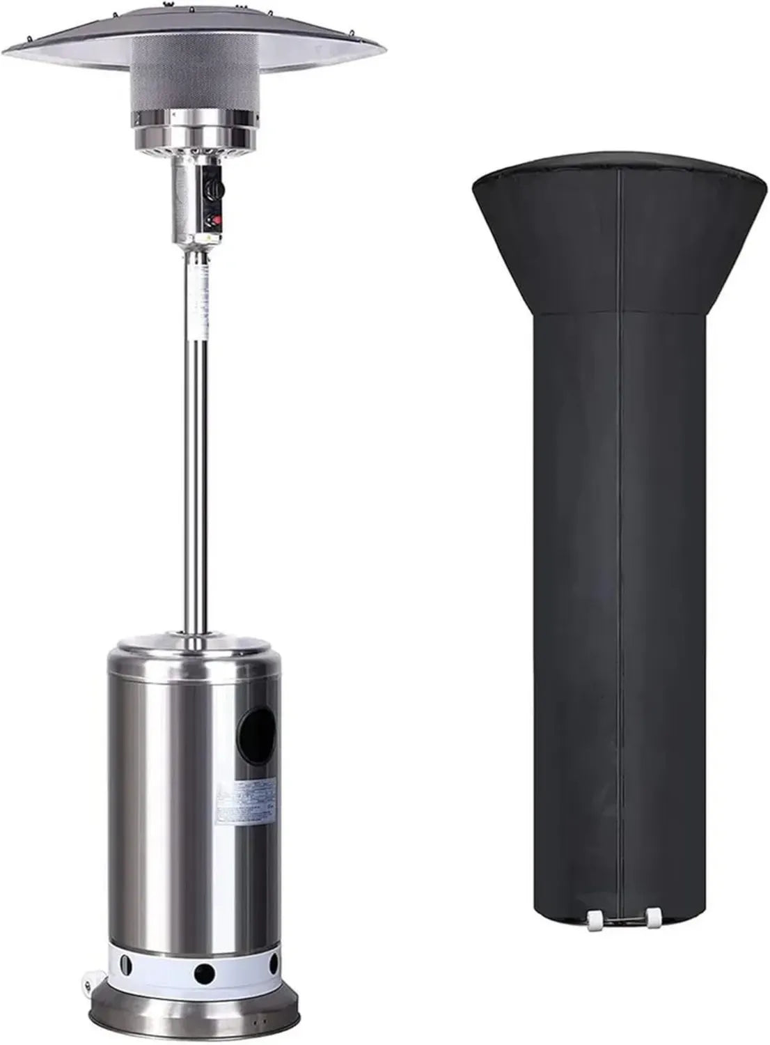 Chauffage de Patio au Propane 48 000 BTU en Acier Inoxydable, Portable avec Roues pour Jardins et Événements