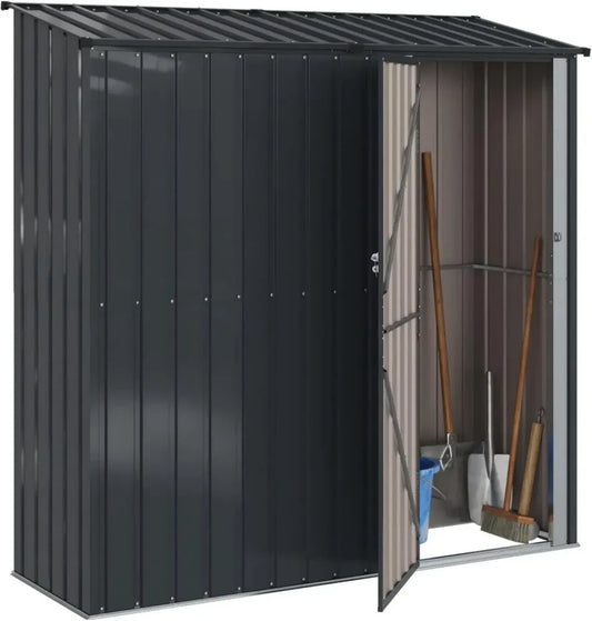Abri de Jardin en Métal Anthracite 204x73x200 cm Résistant aux Intempéries