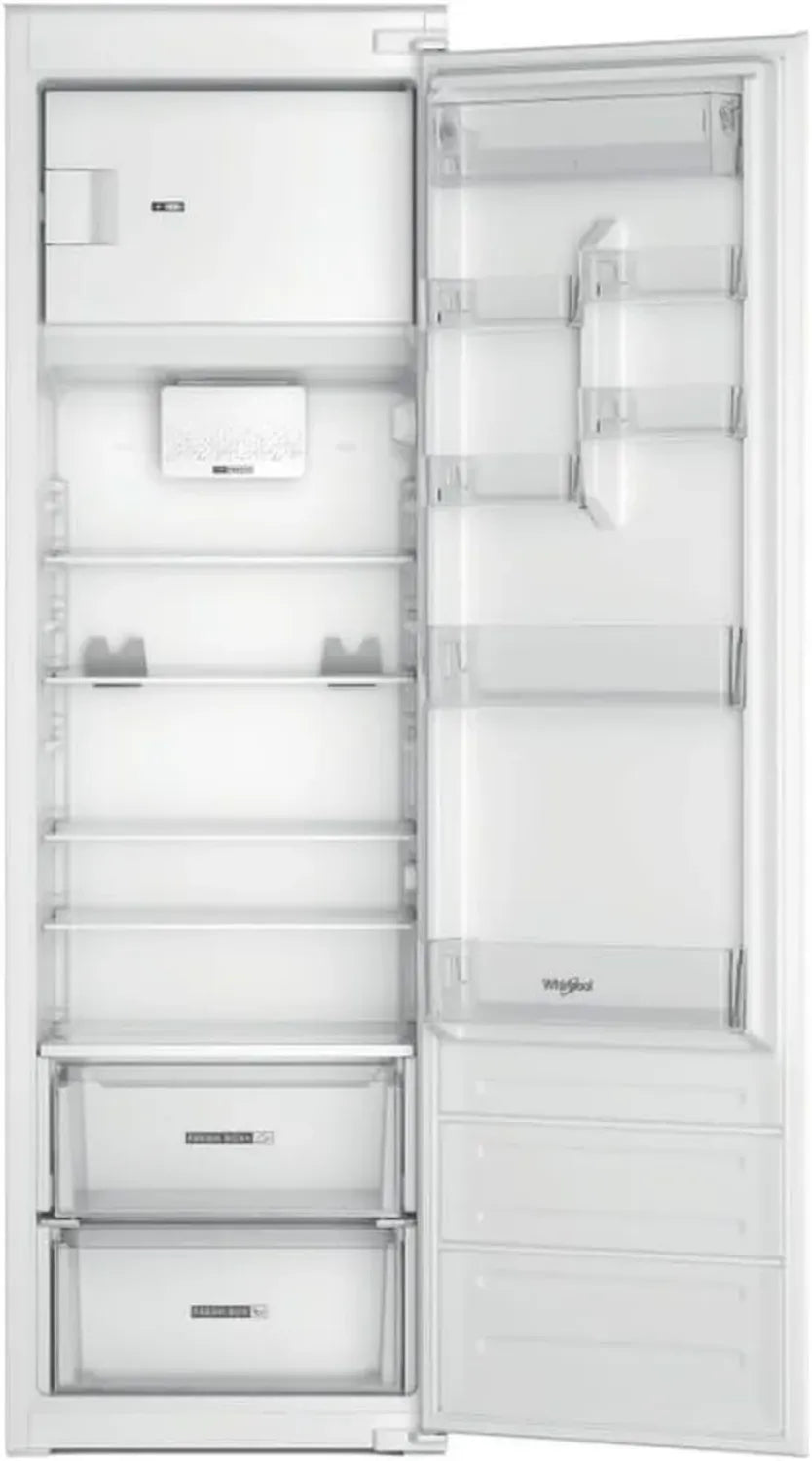 Réfrigérateur Encastré Whirlpool 285L, Silencieux 30 dB, H 177 cm, Porte Réversible, Éclairage LED, Dégivrage Automatique, Classe E, Blanc