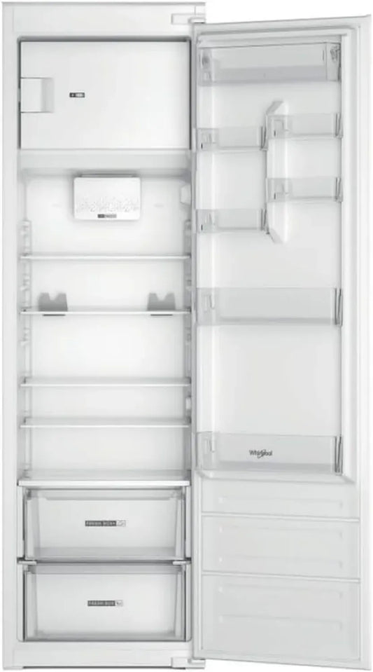 Réfrigérateur Encastré Whirlpool 285L, Silencieux 30 dB, H 177 cm, Porte Réversible, Éclairage LED, Dégivrage Automatique, Classe E, Blanc