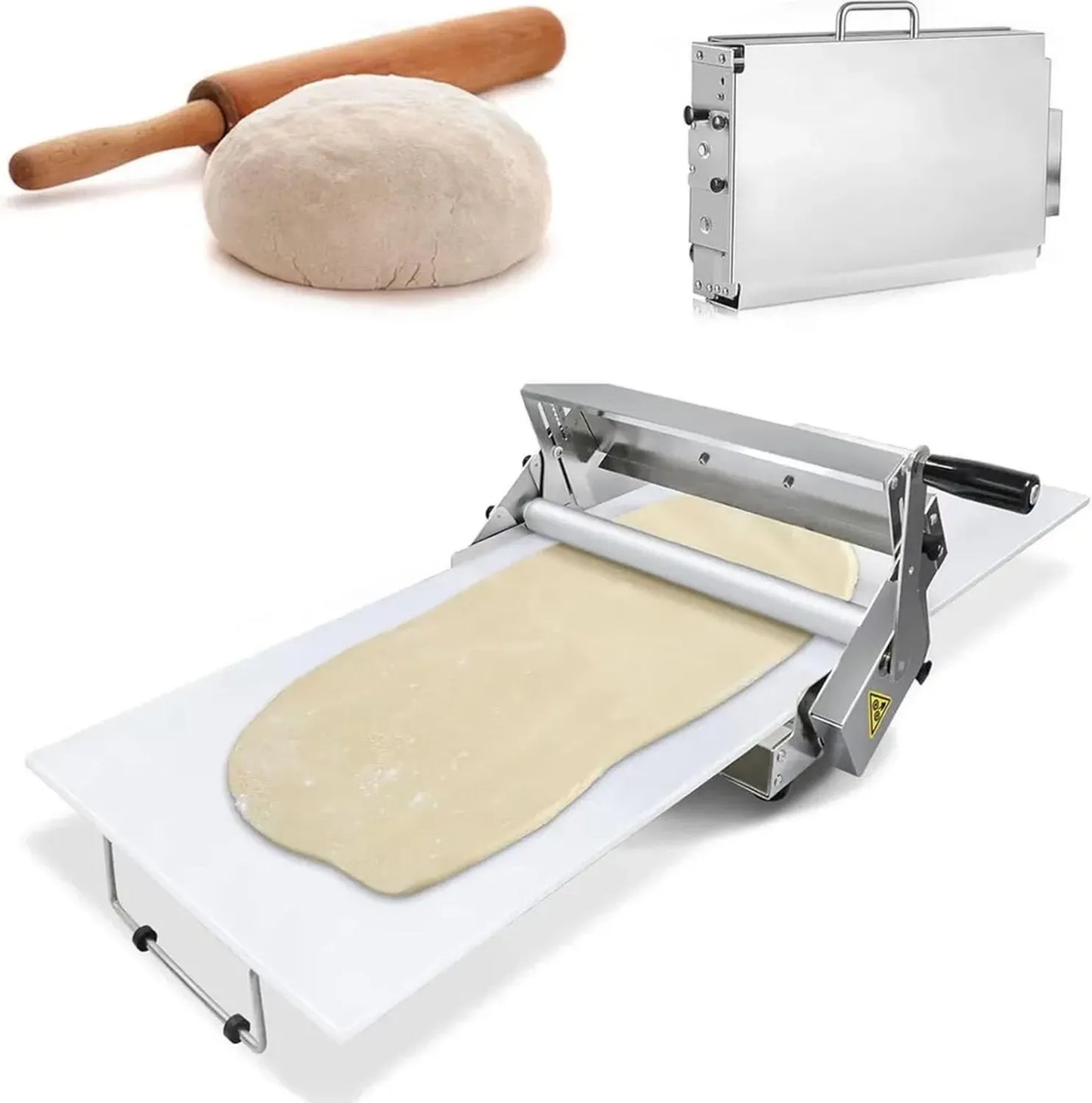 Laminoir à Pâte Manuel en Acier Inoxydable avec Épaisseur Réglable pour Boulangeries