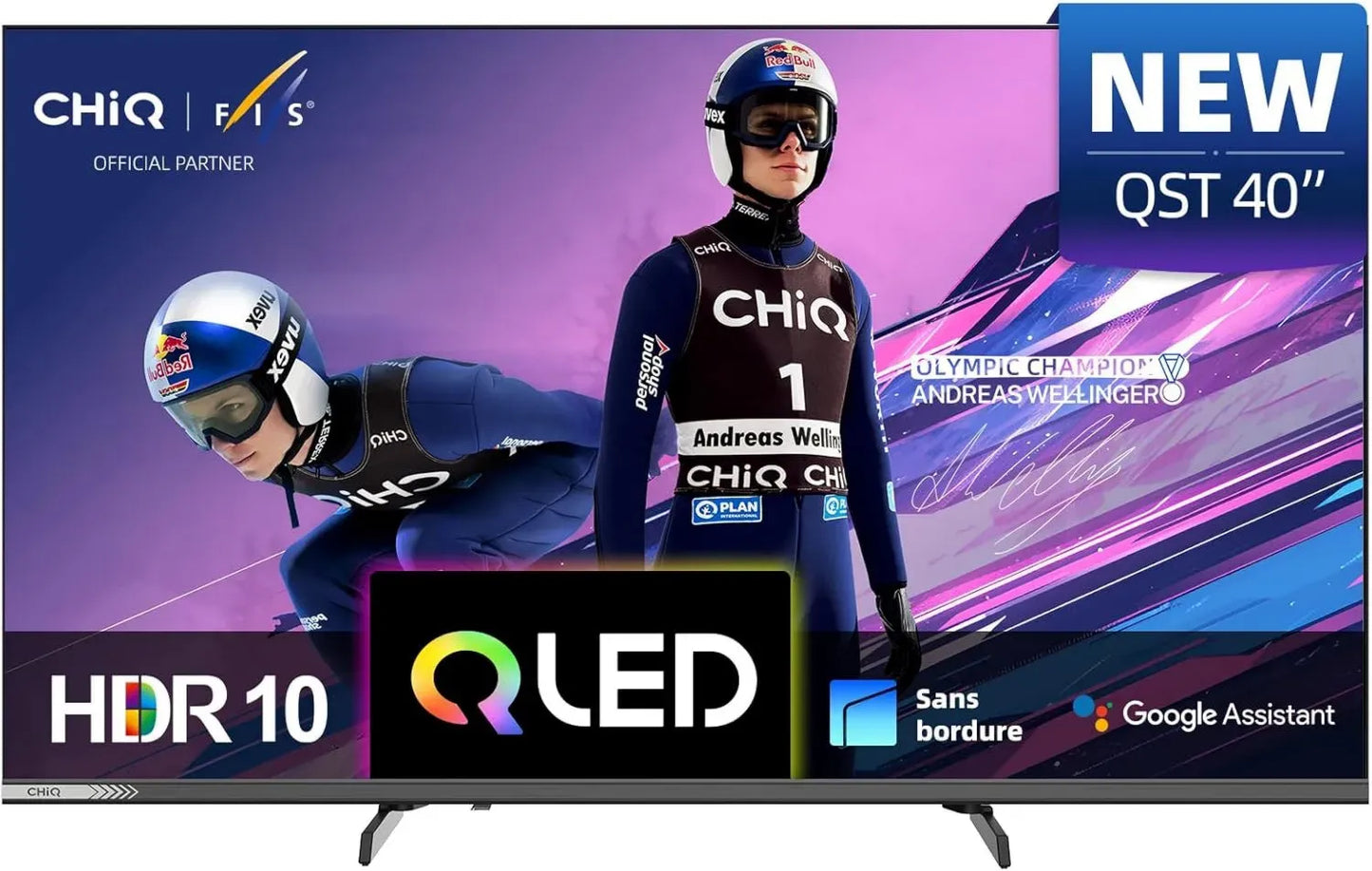 Téléviseur QLED 40 pouces Smart TV Google avec Design Métal, HDR10 et Dolby Audio