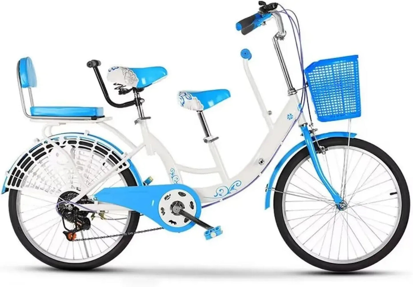 Tandem Urbain 24 Pouces à 6 Vitesses pour Adultes, Sièges Double, Multicolore