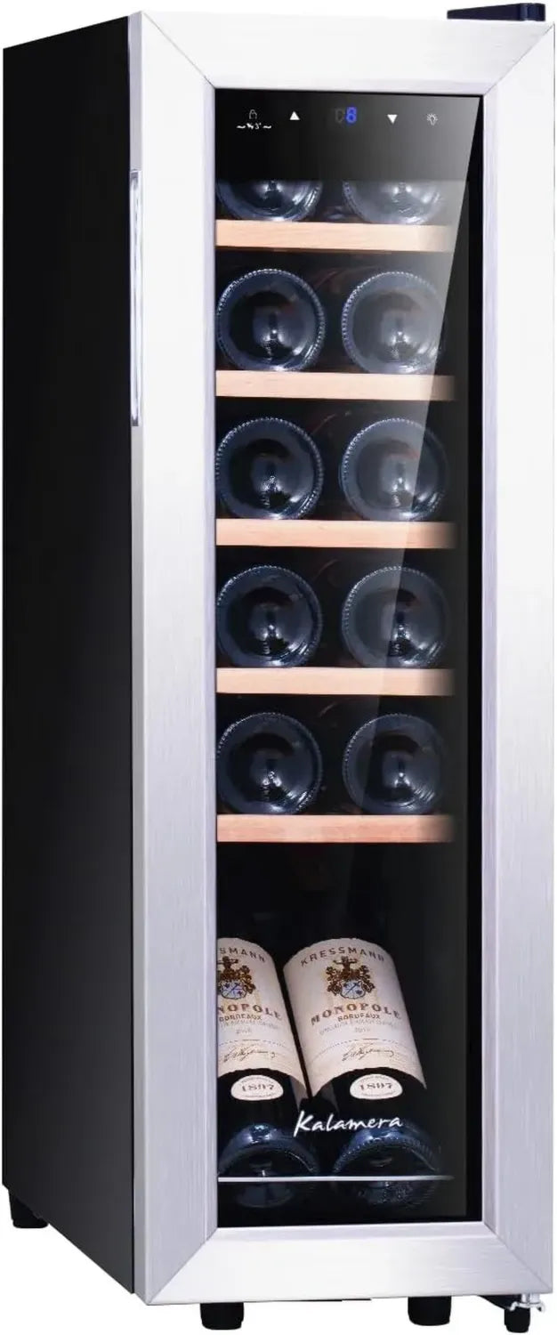 Cave à Vin Kalamera 12 Bouteilles, 35 L, Température Réglable 5-18°C