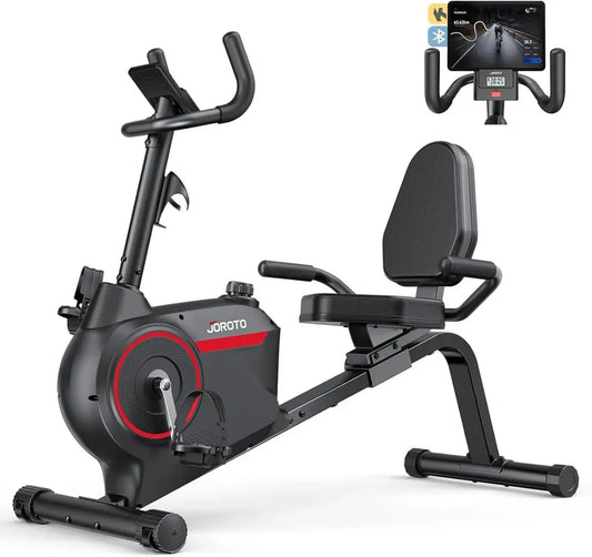 Vélo d'Appartement JOROTO JH30/JH30PRO Bluetooth avec Résistance Magnétique, Écran LCD et Siège Réglable, Supporte Jusqu'à 136KG pour Entraînement Cardio à la Maison