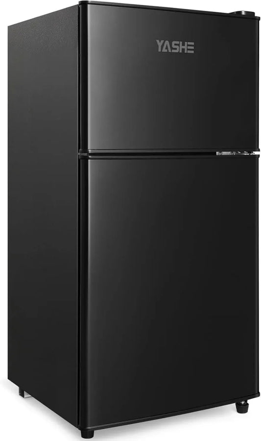 Mini-réfrigérateur YASHE 86L avec double porte et congélateur supérieur, idéal pour maison et bureau, noir