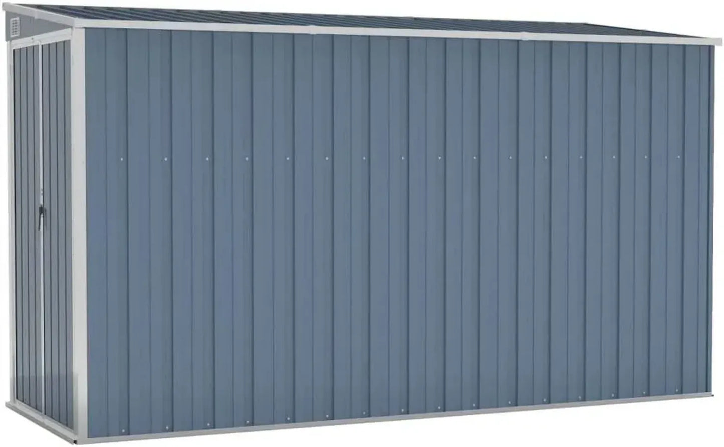 Abri de Jardin Mural en Acier Galvanisé Gris 118x288x178 cm