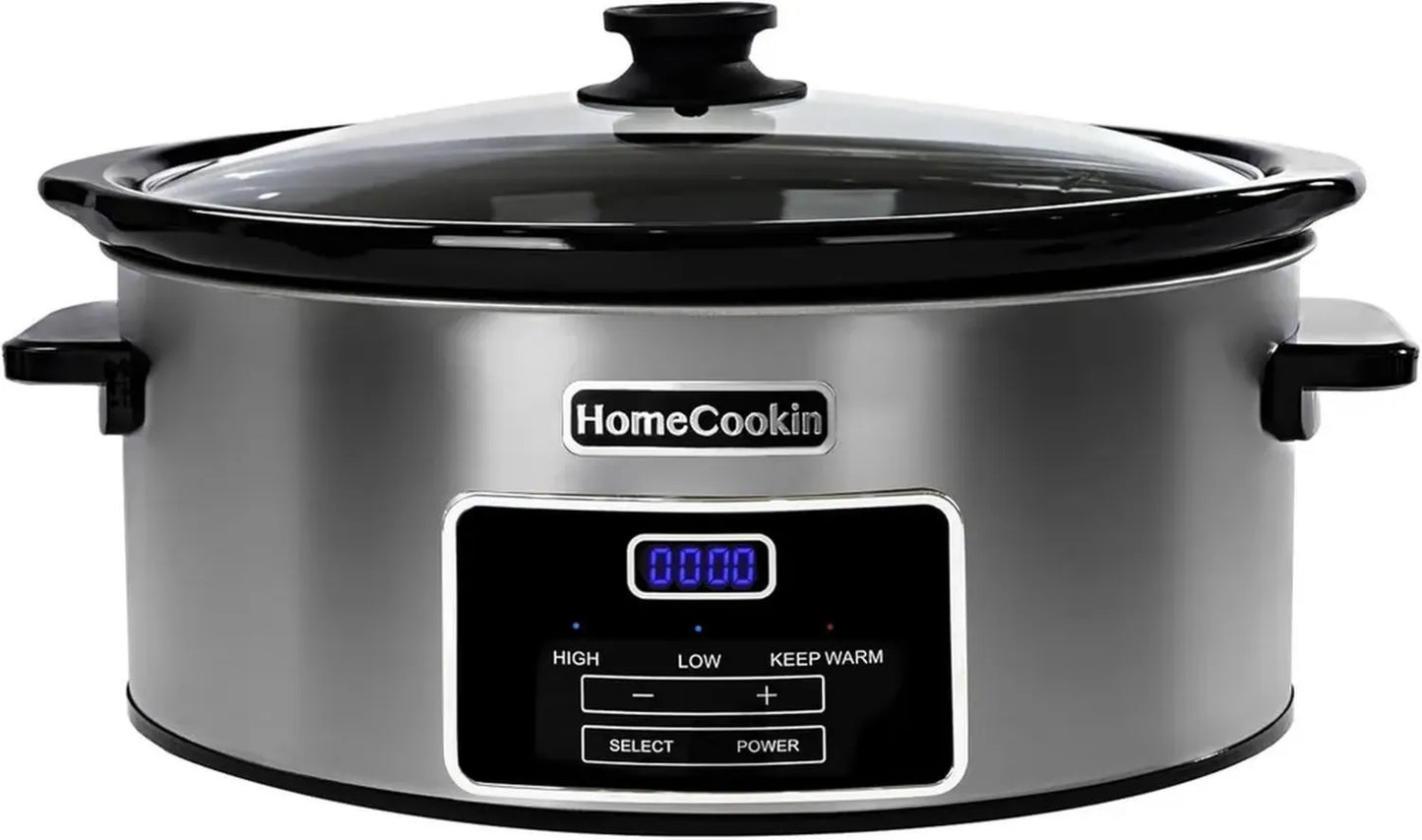 Cuiseur Lent Numérique 8L HOMECOOKIN pour Famille - Programmes et Minuterie Intégrés - Sert 10+ Personnes