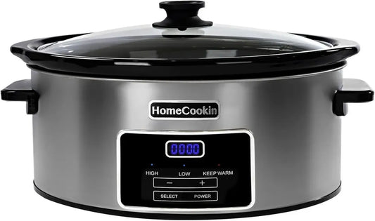 Cuiseur Lent Numérique 8L HOMECOOKIN pour Famille - Programmes et Minuterie Intégrés - Sert 10+ Personnes