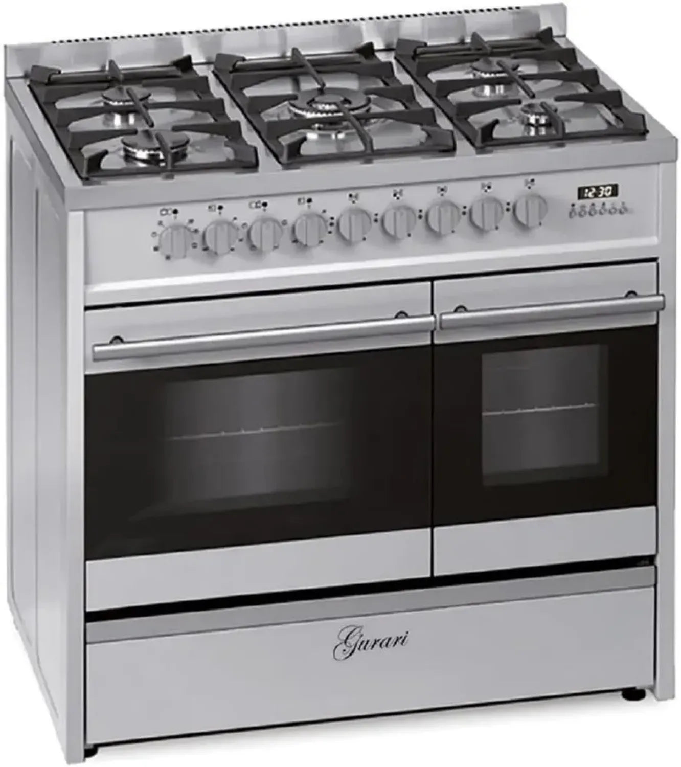 Four électrique à gaz 90 cm, 89L, 8 fonctions, convection, grill, 5 brûleurs haute performance, wok 4 kW, compatible gaz naturel et propane
