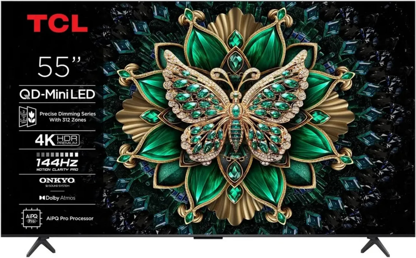 Téléviseur TCL 55' 4K QLED Mini LED 144Hz avec Google TV et Son Onkyo Dolby Atmos