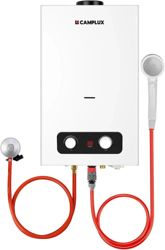 Chauffe-eau à Gaz 10L, CAMPLUX BD264 Portable au Propane/Butane, Idéal pour Camping et Petites Résidences