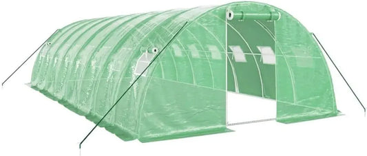 Grande Serre de Jardin Tunnel 32m² avec Cadre en Acier Durable 8x4x2 m