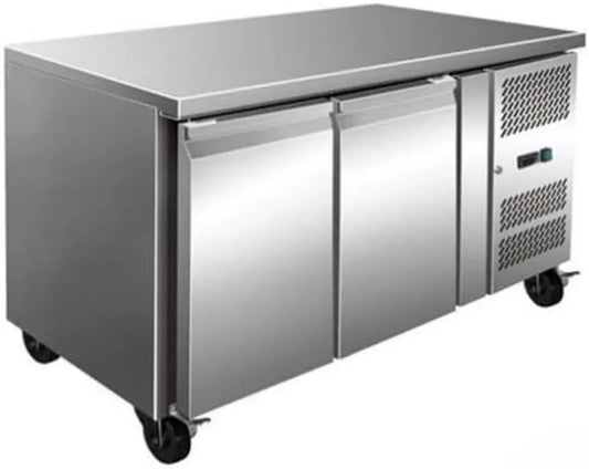 Table réfrigérée positive 2 portes ventilée 700 mm en acier inoxydable