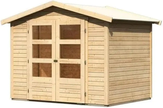 Abri de Jardin en Bois Massif Amberg - 4,57m² avec Porte Double et Fenêtres Plexi
